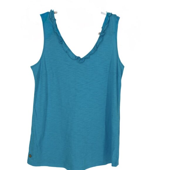 NWOT Lilly Pulitzer Gigi Ruffle Tank Top Lunar Blue Size Small - Picture 2 of 9